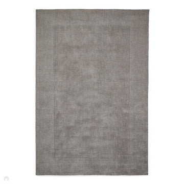 Windsor Modern Plain Hand-Woven Ribbed Textured Border Wool Warm Grey Rug-Think Rugs-Rug Love - The Most Loved Rug Store